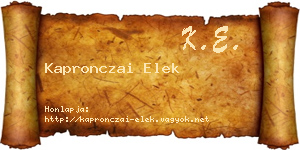 Kapronczai Elek névjegykártya