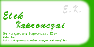 elek kapronczai business card